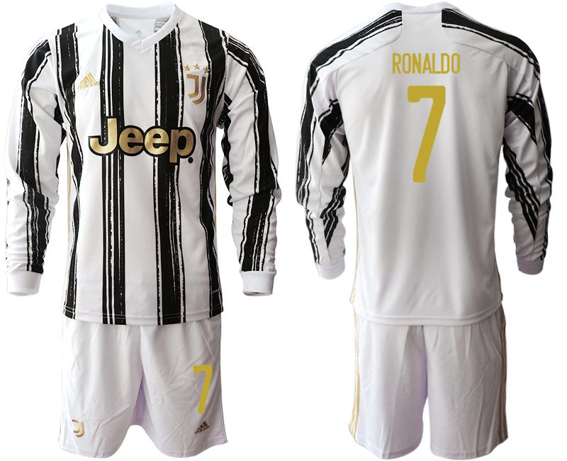Men 2020-2021 club Juventus home long sleeves #7 white Soccer Jerseys->juventus jersey->Soccer Club Jersey